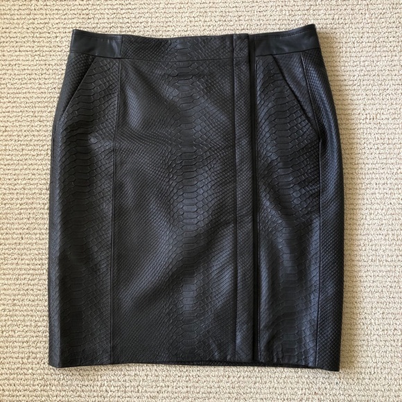 ✨RARE✨ VINCE Snake-Embossed Leather Skirt - Size 6 - Picture 5 of 11